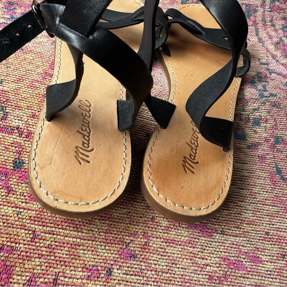 MADEWELL Boardwalk Black Leather Ankle‎ Strap Sandal size 7.5 - Picture 5 of 11